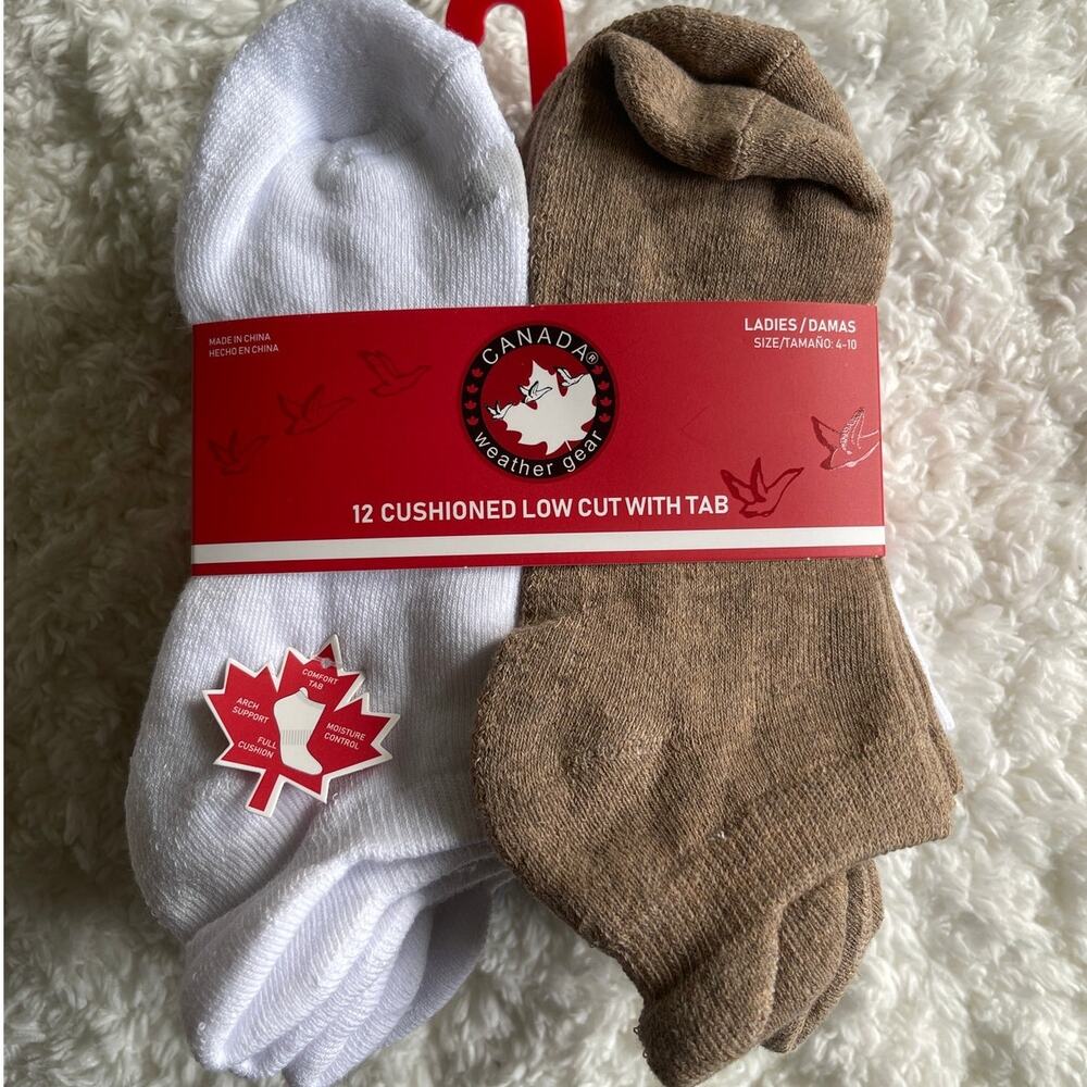 Canada Weather Gear Cushioned Low Cut Socks with Tab 12-Pairs Size 4-10 NEW